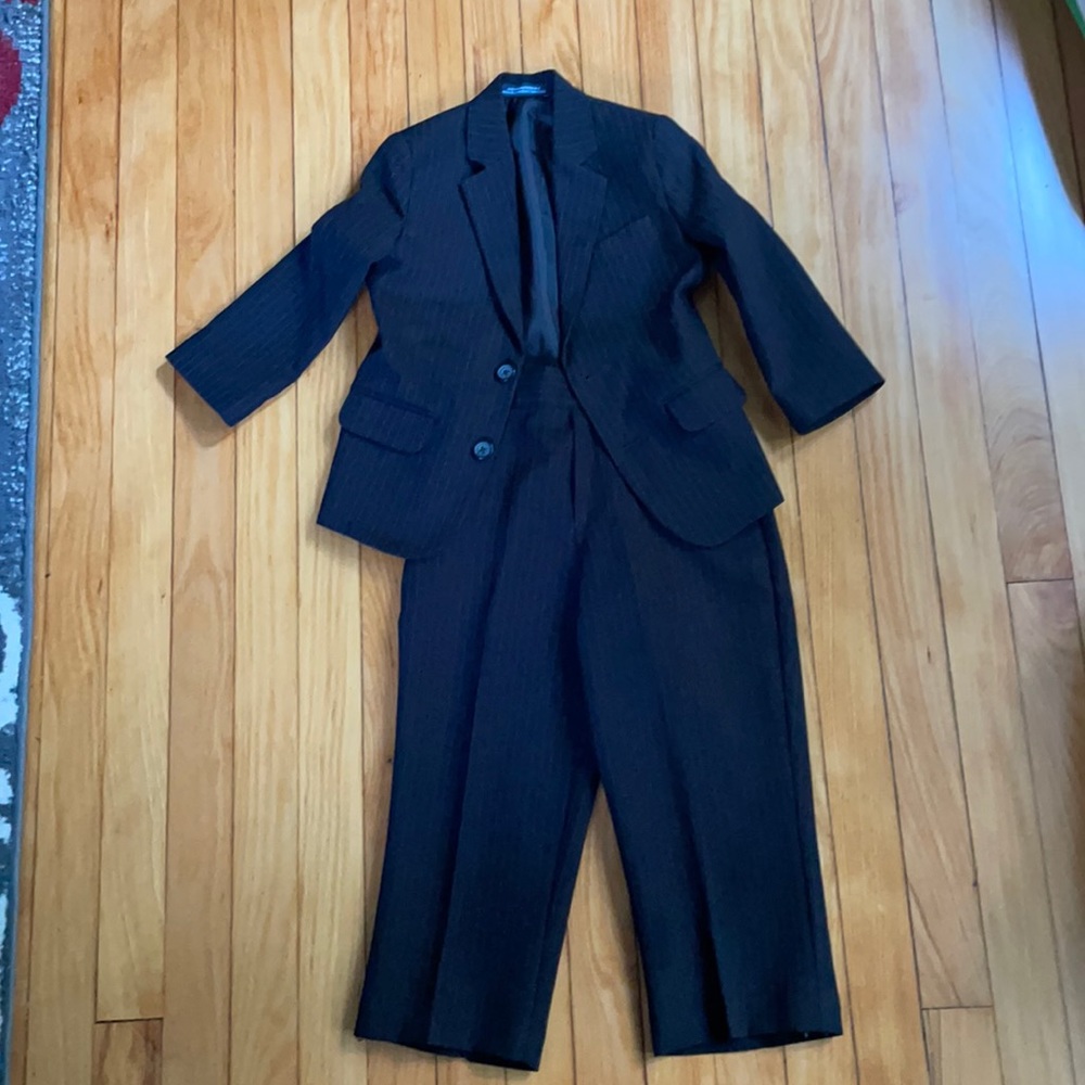 Arrow pinstripe black suit, boys 4